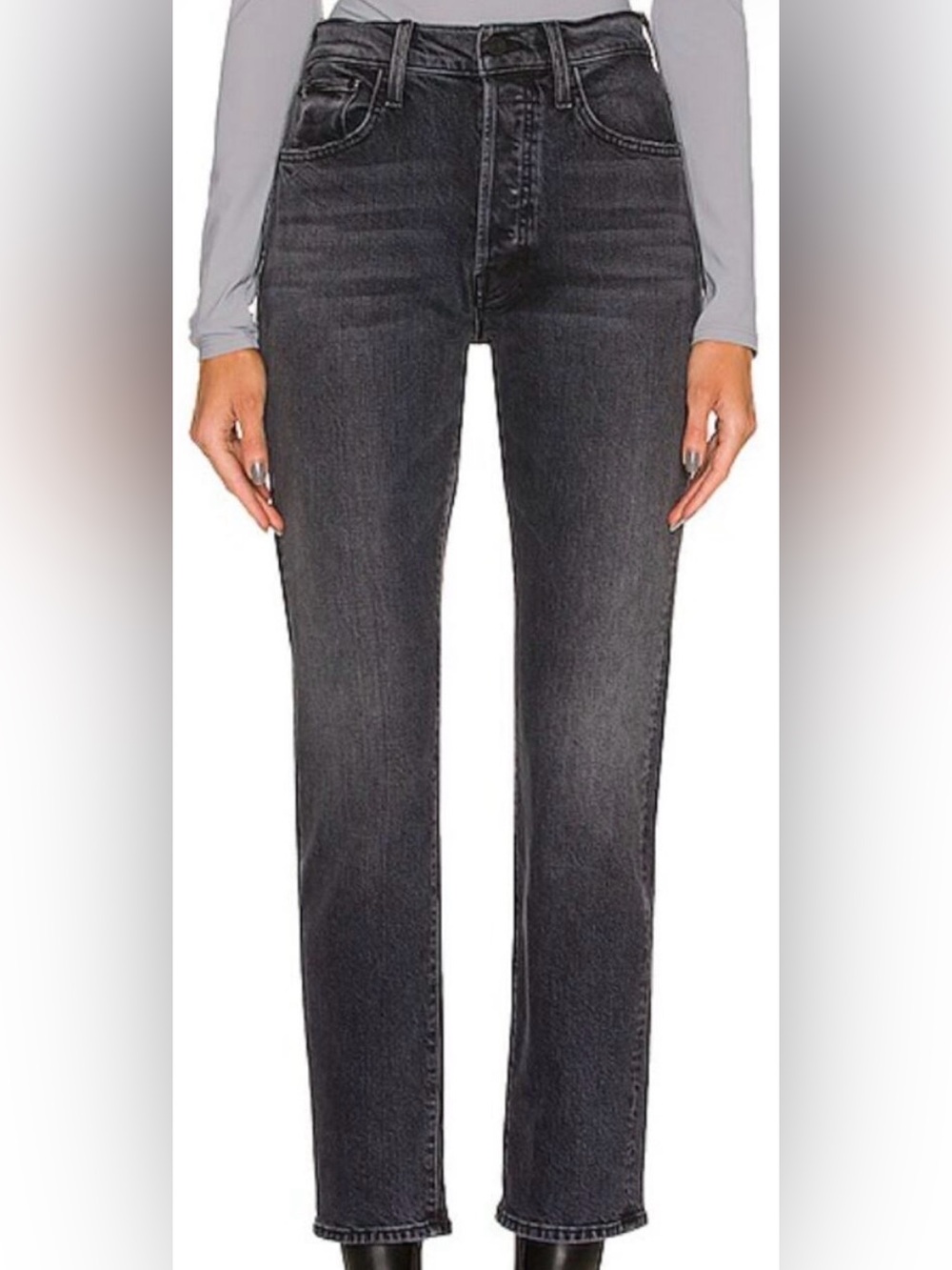 Mother Jeans The Outsider Flood Mid Rise Slim Straight Not Today Satan 28